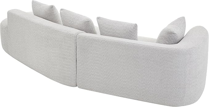 116Modern Curved Sectional Sofa with High-Density Fully Compressed Sponge and Chaise LoungePearl Upholstery2-Piece SetFully Assembled Right Hand FacingPerfect for Living Room (White+gray~23)