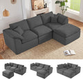 112 Cloud Sectional Couch Boneless Couches for Living Room L Shaped Couch with Convertible Ottoman Modular Sectional Sofa with Deep Seat Comfy Soft Cushions No Assembly Darkgray