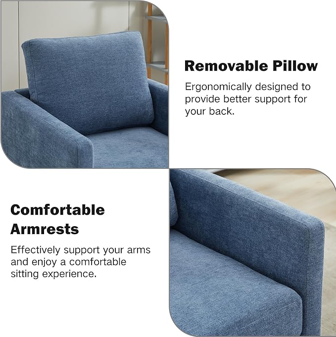Chifee &amp Vingol 30.7 W Mid Century Modern Swivel Accent Chair for Living RoomBlue