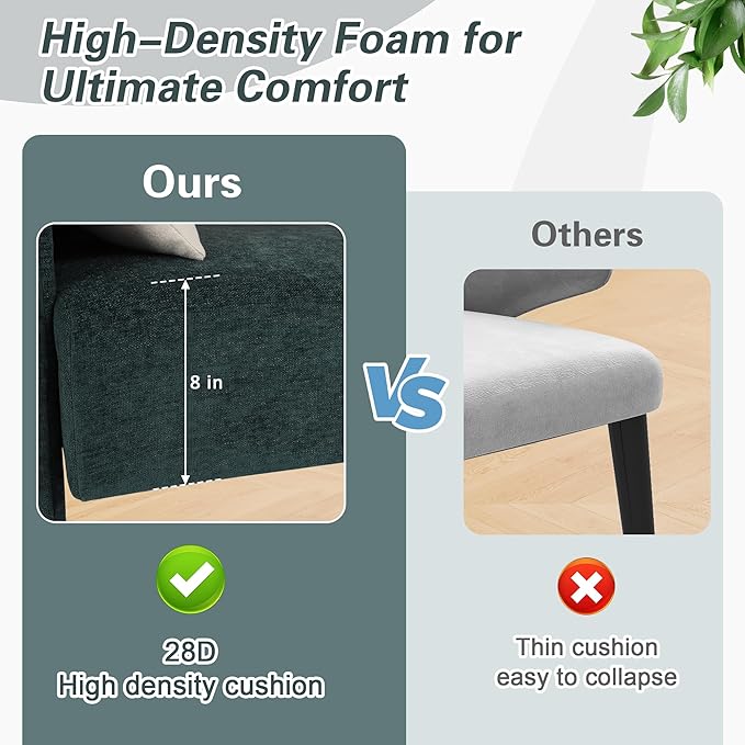 LSSPAID Upholstered Sofa Set for Living Room 2-Piece Loveseat &amp Armchair with Metal Legs Modern Accent Furniture for Apartment Office Small Space Dark Green