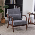 JOYBASE Mid Century Modern Accent Chair Lounge Reading Armchair with Wood Frame for Living Room Office Bedroom (Polyester Fabric Antique Grey)