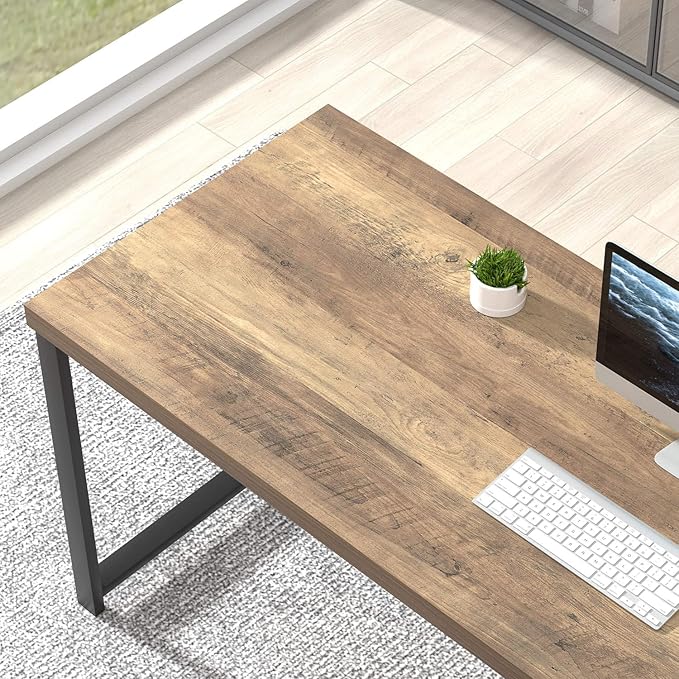FOLUBAN Computer Desk Modern Home Office Desk with Storage Shelves Writing Study Gaming Table for Living Room Bedroom Rustic Oak 53 Inch