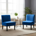 Reese Mid Century Modern Accent Chairs Set of 2 with Minimalist Design Elegant Velvet Upholstery and Solid Wood Legs Ideal for Living Room or Bedroom Dark Blue
