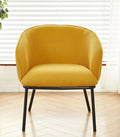Modern Corduroy Accent Chair with Channel Back Design Black Metal Legs and Soft Upholstery Comfortable Seating for Living Room Bedroom or Office Yellow