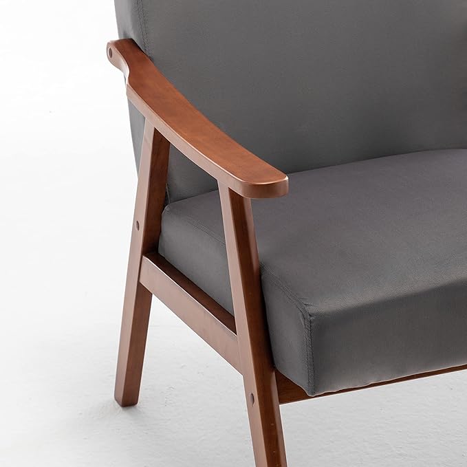 Container Furniture Accent Chair with Microfiber Upholstery and Solid Wood Frame Classic Mid-Century Modern Living Room Furniture for Extra Seating Grey