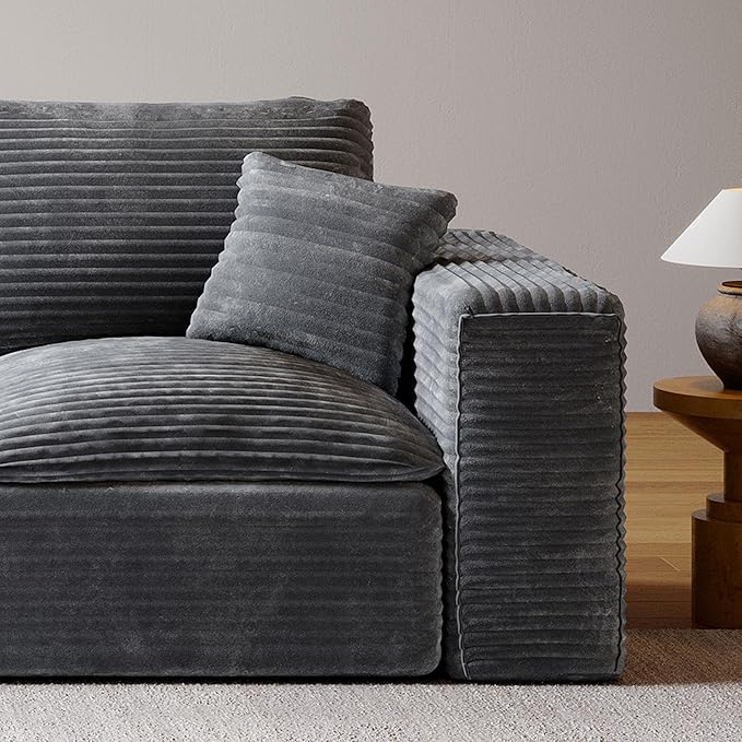 108 Cloud Sectional Couch with L-Shape Chaise Upholstered Couches for Living Room Bedroom Modern Modular Sofa with Deep Seat No Assembly Required Ottoman Movable (Grey)