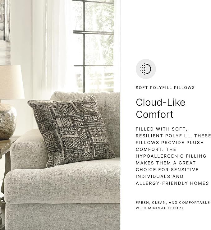 Signature Design by Ashley Soletren Contemporary Chenille Loveseat with 2 Accent Pillows Off-White