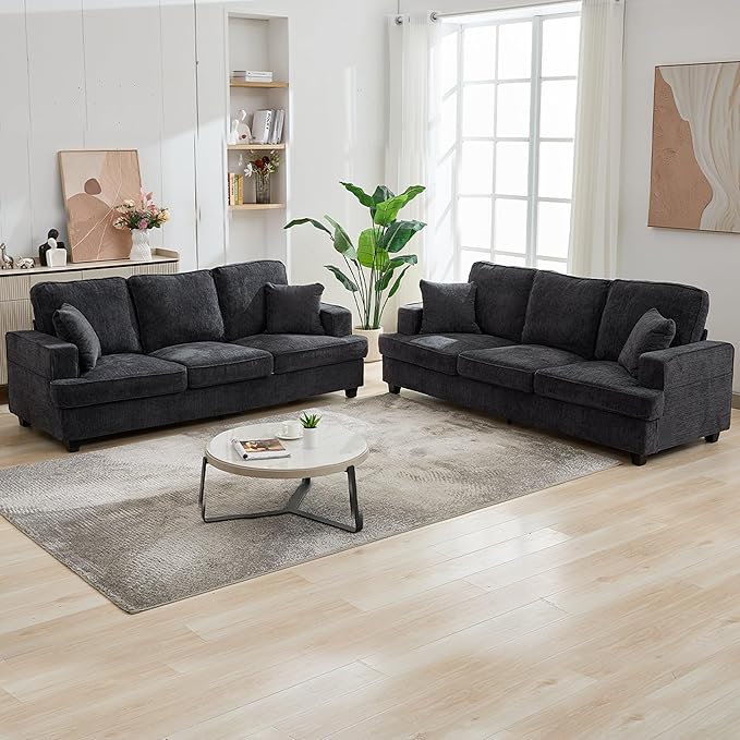 89 Sofa Couch for Living Room Modern Loveseat Sofa with Extra Comfy Deep Seat Mid Century Comfortable 3 Seater Couch for Home Bedroom Office Apartment Lounge Grey