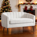 50.2 Inch Ivory Loveseats Boucle TextureChenille Small Couch for Small Spaces with Metal LegsModern Loveseat Sofa for Living Room and Bedroom with Comfortable Backrest and Armrest