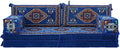 arabicsofa 8 Inch Thick Royal Blue Arabic Floor Cushion – Handmade Modular Majlis Seating with Backrest Pillows
