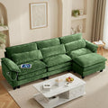 113 Modular Sectional Sofa: L Shaped Cloud Couch with Movable Ottoman Chenille 3 Seater Sofa with USB Charging &amp Side Pockets for Living Room - Green