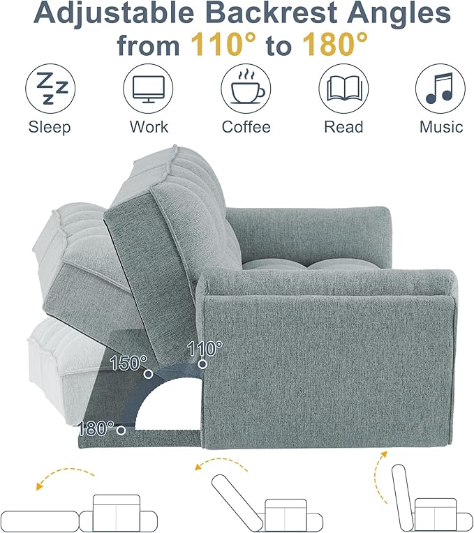 Convertible futon Sofa Bed Sleeper Sofa Bed with Adjustable backrest Small Space Small Sofa Living Room Bedroom (Light Gray)