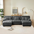 Oversized Cloud Couch Fluffy Sectional Couch for Living Room L Shaped Sofa with Movable Ottoman Chenille Grey