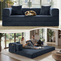 Belhome 78.8 Convertible Sofa Bed Futon Sofa Bed with Side Pocket Corduroy Pull Out Futon Sofa Boneless Couch for Living RoomsNo Assembly Required Navy