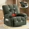 Oversized Recliner Chair for Adults w/ 8-Point 3D Kneading Massage and Lumbar Heating Swivel Rocker Recliner w/USB Charge Port for Living Room Ergonomic Lazy Boy Single Sofa Chair (Green)