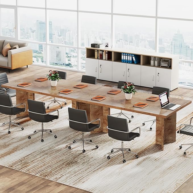 Tribesigns 63-inch Executive Desk Vintage Home Office Computer Desk with Large Tabletop Farmhouse Wood Writing Conference Table Workstation for Office Study Light Oak Brown