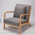 Clihome Mid-Century Modern Accent Chair with Wood Frame Upholstered Living Room Chairs with Pillow Lounge Armchair for Living Room Bedroom(Grey)