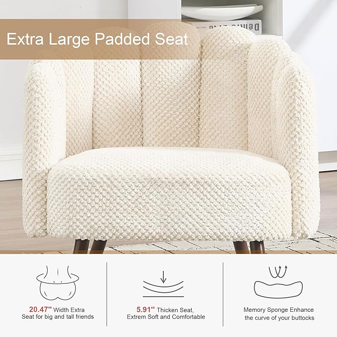 Okeysen Petal Vanity Chair Cute Chair Velvet Accent Chairs with Wood Leg Mid Century Reading Chair Armchair for Living Room Bedroom Vanity &amp Makeup Room.