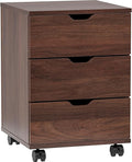 Vertical File Cabinet 3 Drawer Mobile File Cabinet Under Desk Wooden Filing Cabinet Storage Organization Filing Cabinet with Wheels for Home Office (Brown)