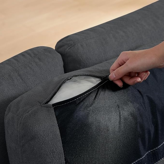 103 Convertible Sectional Sofa with Long Ottoman Modern Upholstered Fabric L-Shaped Couch with Back Cushions 6 Seat Sofa Couches for Living Room Apartment Office Dark Grey