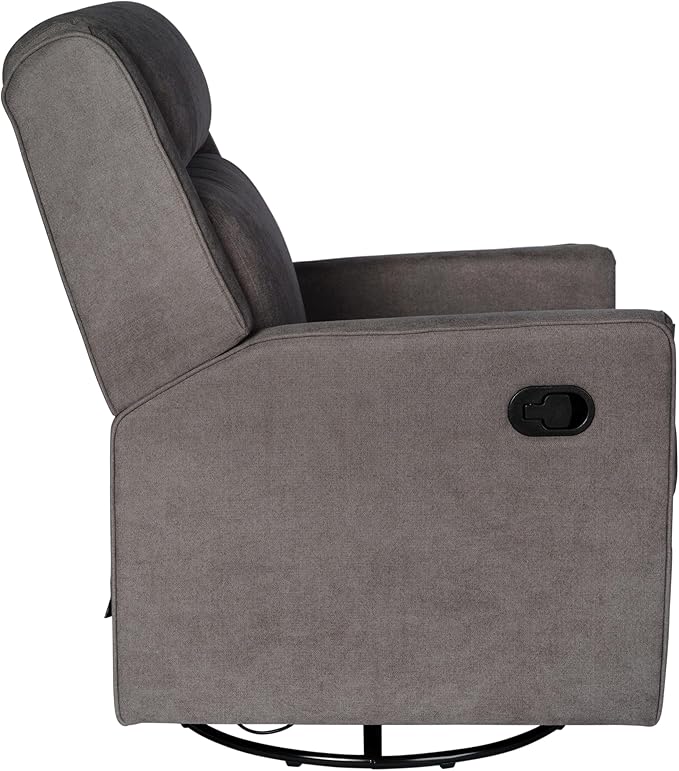 Flash Furniture Cash Swivel Glider Rocking Recliner Manual Recliner with 360 Degree Swivel for Living Room Bedroom or Nursery Fabric Upholstered Dark Gray