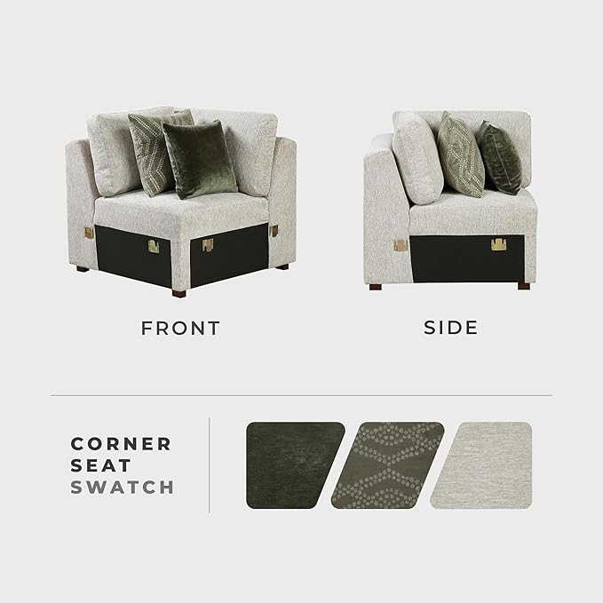 Lexicon Modular Sectional Sofa Module for Sectional Couch Corner Seat 2 Pillows Removable Back Cushion Cover Microfiber Sand