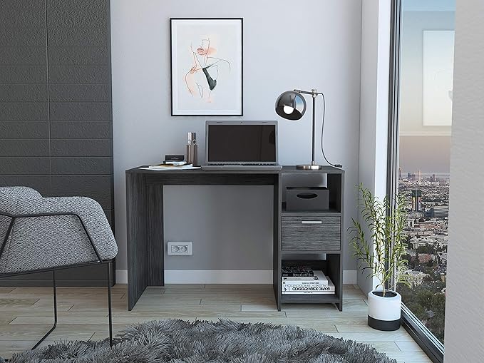 Compact Spacious Work Study Computer Desk with Large Drawer Two Shelves Small Spaces for Home Office Living Room