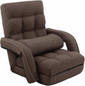 FLOGUOR 42-Position Adjustable Floor Chair Chaise Lounge Indoor Folding Lazy Sofa with Armrests and a Pillow Padded Adults Gaming Chairs for Living Room Bedroom Factory Price 8803XM (Brown)