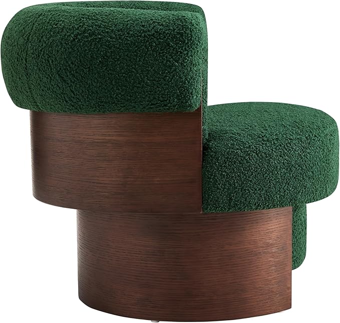 Scott Living Scrolla Boucle Upholstered 360° Swivel Accent Chair Set of 2 Teddy Fleece Swivel Barrel Chair Modern Vanity Chair for Living Room Bedroom Green