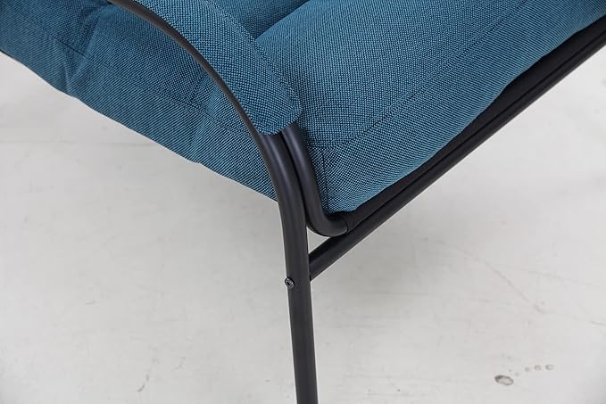 Lounge Recliner Chair Leisure Chair Studio Chairs Iron Arm Club Chair with Metal Legs Moveable Cushion for Living Room (Navy Blue)