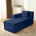 Cloud Modular Sectional CouchBoneless Corduroy Sofa for Living RoomU Shaped Sofa with OttomanDeep SeatNo Assembly Required (Blue Left-arm Seat + Ottoman)