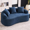 65” Blue Curved Couch&amp Loveseat Sofa with 3 Pillows Compression Couch with Round Armrest Suitable for Small Space Bedroom Living Room Memory Foam Chenille No Assembly (Blue)