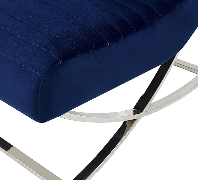 SAFAVIEH Couture Home Collection Ramsay Navy Tufted Velvet Upholstered Living Room Bedroom Office Lounge Accent Chair SFV4761A