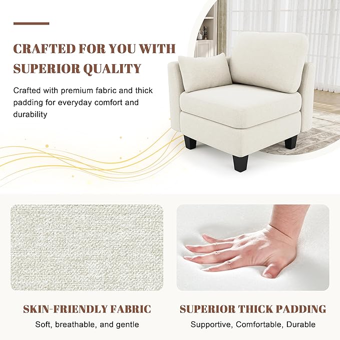 Sectional Sleeper Sofa 6 Seaters Modular Sleeper Sofa Couch Comfy Sectionals Couches Bed Convertible Sofas with Ottomans Modular Sectional Couches for Living Room Beige
