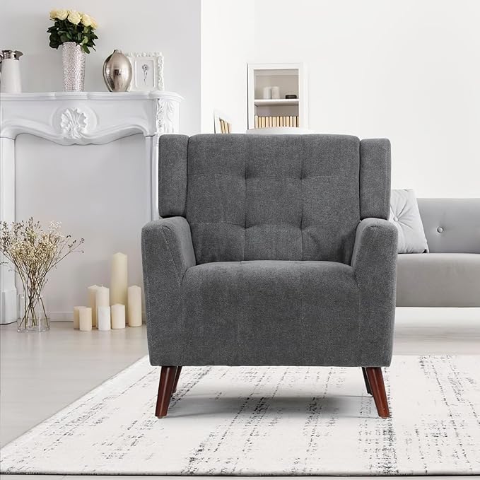 Dining Room ChairLiving Room Armless Chair Modern Design Fabric Armless Contemporary Accent Dining Chairs Sofa with Solid Wood Legs (Lava Gray)