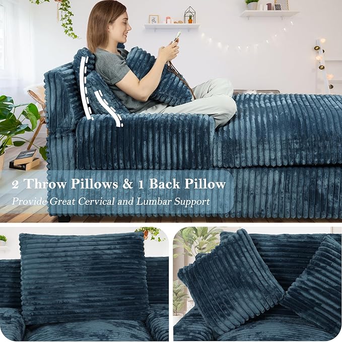 59 Inches Chaise Lounge Indoor with Adjustable Backrest Single Sleeper Sofa Chair with Lumbar Pillows Upholstered Sofa Bed for Living Room Bedroom Office
