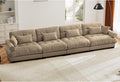 Oversized Modular Velvet Sectional Sofa with Movable Ottoman - Deep Seat Cloud Couch for Living Room Camel Color