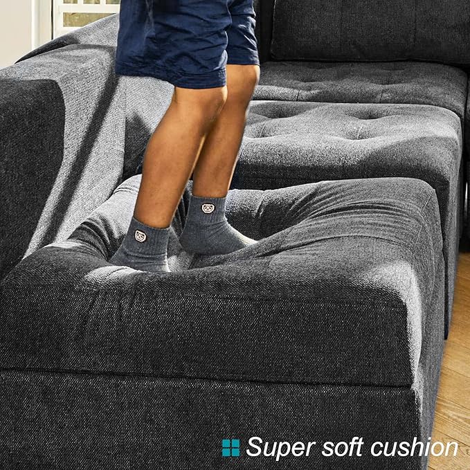 Belffin Modular Sectional Sofa with Storage Sectional Sleeper Couch Modular Sofa Bed for Living Room Dark Grey