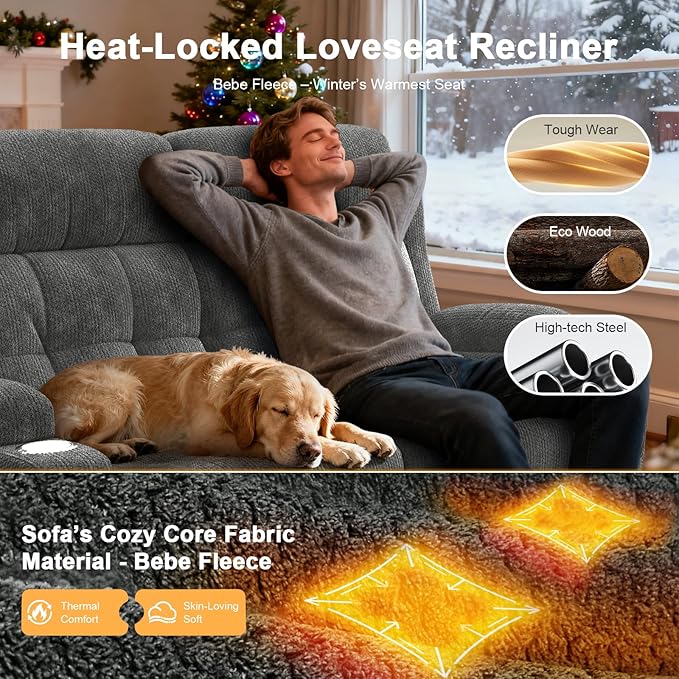 Recliner Sofa Fabric Reclining Sofa 3 Seater Massage Flip Back Sets with Heavy Weight Capacity RV Loveseat Clearance Recliner Couch with Storage Cup Holders Wall Hugger Couches for Living Room