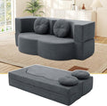 Folding Futon Sofa Bed Modern Convertible Fold Out Chenille Cloud Memory Foam Boneless Floor Lounge Loveseat Sleeper Mattress Sofa Couch with 2 Pillows for Guest Room Living Room Office Grey