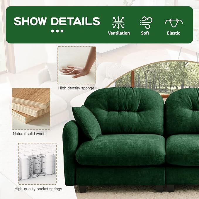 107'' Chenille Modular Sectional Sofa Ultra-Soft Comfort Memory Foam Cloud Couch with Pillows Sectional Couches for Living Room