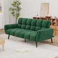 Convertible Futon Sofa Bed 76.77 Modern Linen Futon Couch Comfy Sleeper Sofa with Adjustable Backrests Couch Bed for Small Spaces Living Room Bedroom Apartment Green