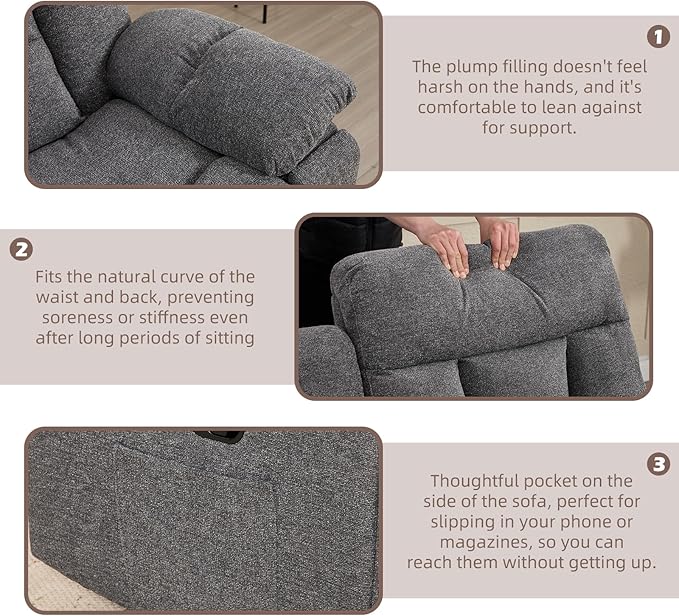 CANMOV Recliner Sofa Set Power Lift Recliner with Massage&ampHeat and Loveseat Set Reclining Sofa with Storage ConsoleHidden Cup Holders for Living Room Grey