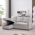 Reversible Sectional Sleeper - Pull Out Sofa Bed Couch with USB and Tape-c Charging Ports L-Shape Sleeper Sectional Sofa Couch for Living Room Office and Small Apartment (Light Grey)
