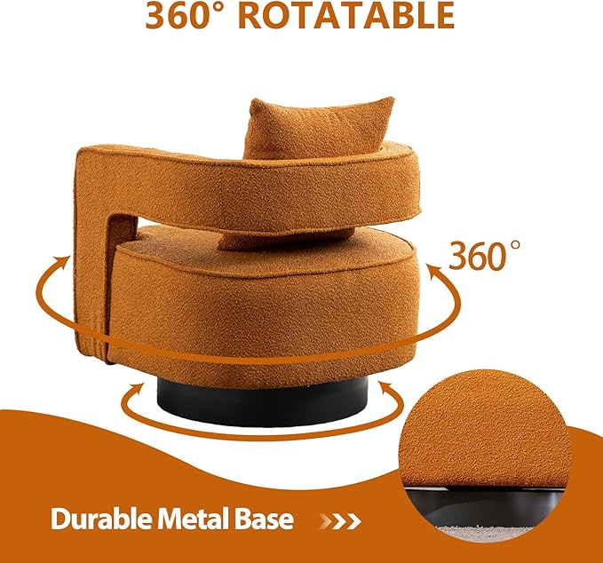 Chifee &amp Vingol 28.9 Boucle Modern Swivel Accent Barrel Chair Set of 2Caramel