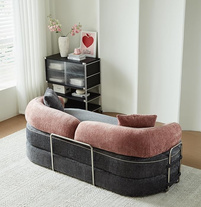 Convertible Sofa Bed with Fixed-Shape Frame 4-in-1 Combination Folding Pull Out Couch Futon Couch in a Box Modular Floor Sleeper Sofa Bed for Living Room Bedroom (2 Pillows PinkGrey)