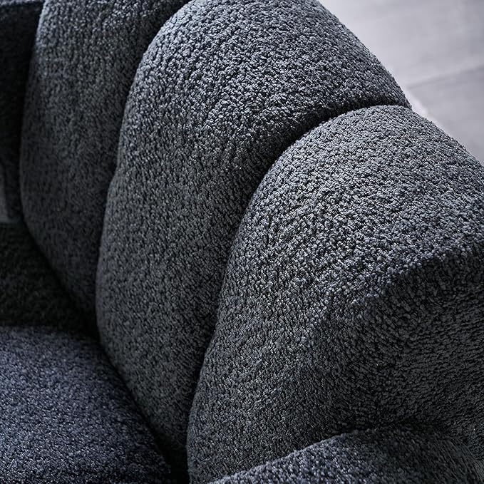 KEIKI 31 Boucle Accent Chair with High Density Foam Cushion Upholstered Modern Style Oversized Single Sofa Chair Easy Assembly for Living Room and Bedroom Apartment Office Dark Grey