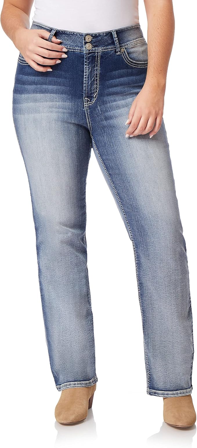 WallFlower Luscious Curvy Bootcut Jeans for Women Mid-Rise Insta Stretch Denim Size-Inclusive Juniors Jeans