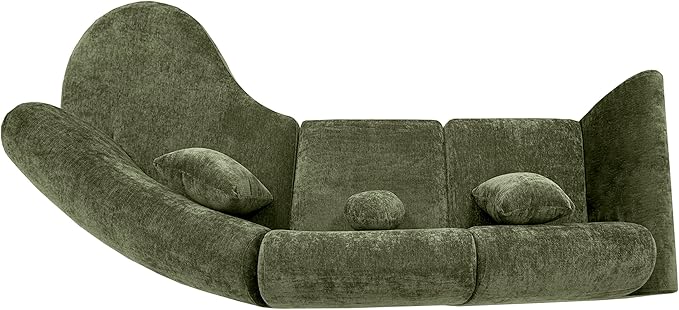 Christopher Knight Home Grelyn Modern Curved Modular Sectional Sofa Wool Fabric Large Cloud Couch 6-Seater L-Shaped Couch for Living Room 3-Piece Lounge Sofa with ChaiseFully AssembledOlive Green