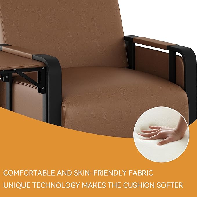 Aklaus Multifunctional Iron Frame Accent Chair with Foldable Side Table Reading Papasan Armchair with Extra Soft Cushion Oversized Chair for Living Room Office Bedroom Study (Brown Pack of 1)
